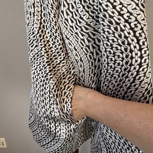 Caroline Rose Silver Chain Print Blazer Size XL Mandarin Collar Metal Button - Picture 6 of 11